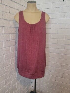 Miusey Women's Burgundy Gathered Scoop Neck Tank Top - Size Large
